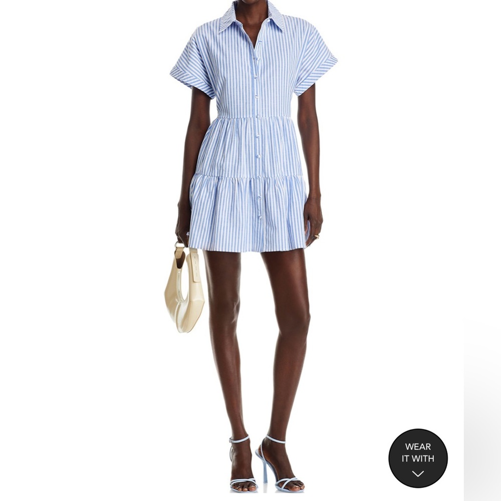 Aqua Stripe Mini Shirt Dress